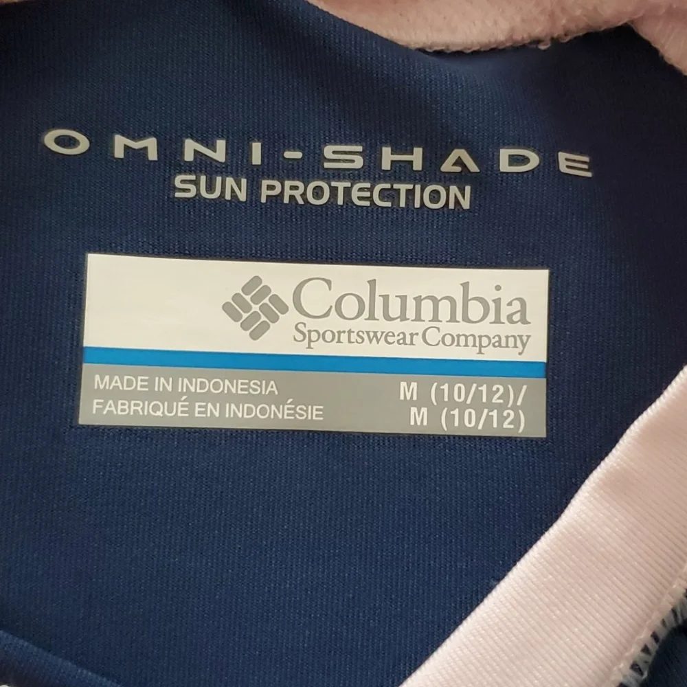 Columbia Girls' Long Sleeve Rash Guard - Navy & Light Pink